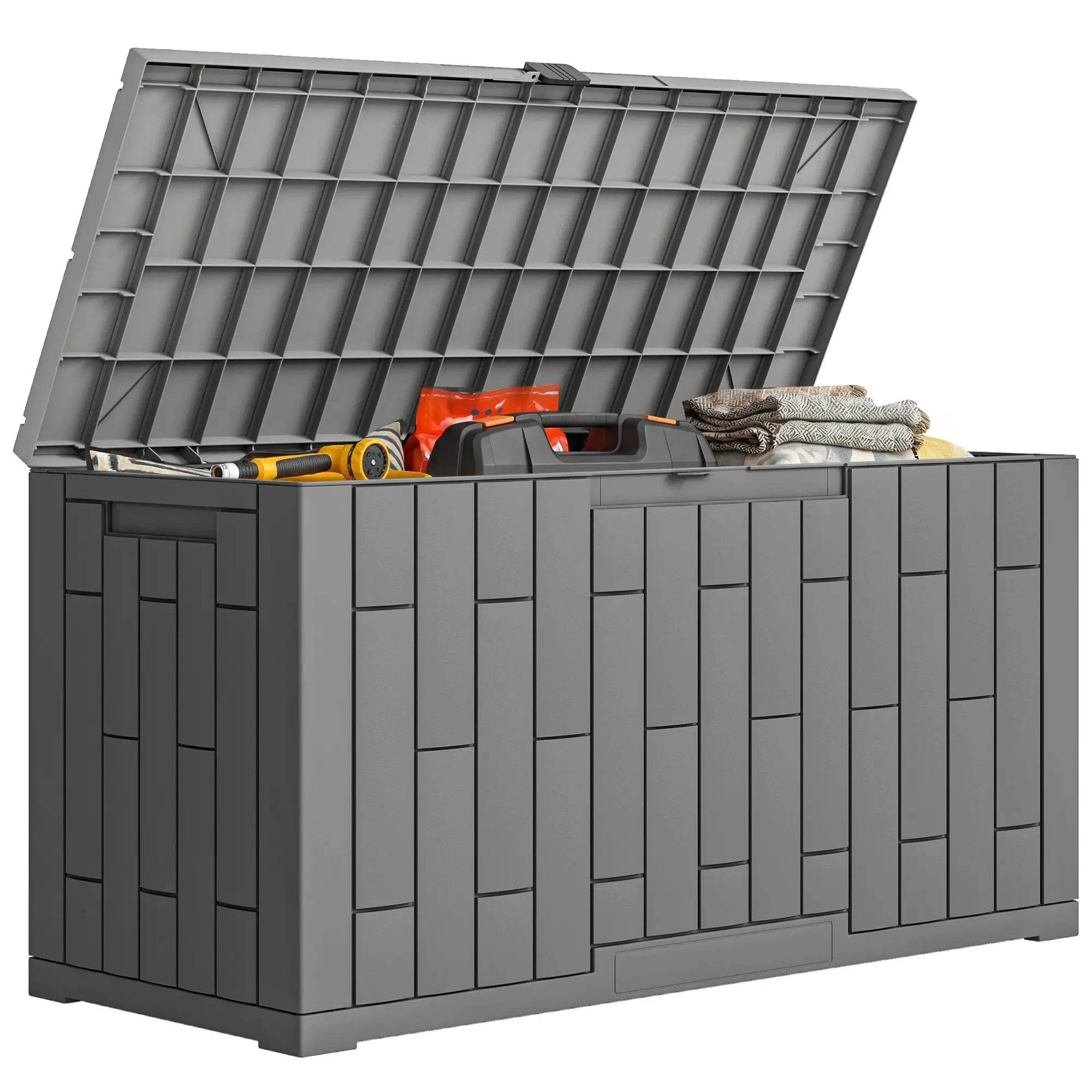 60 Gallon Resin Deck Box, Lockable Outdoor Storage, Splash And UV Resistant Patio Storage Boxes at Gallery Canada