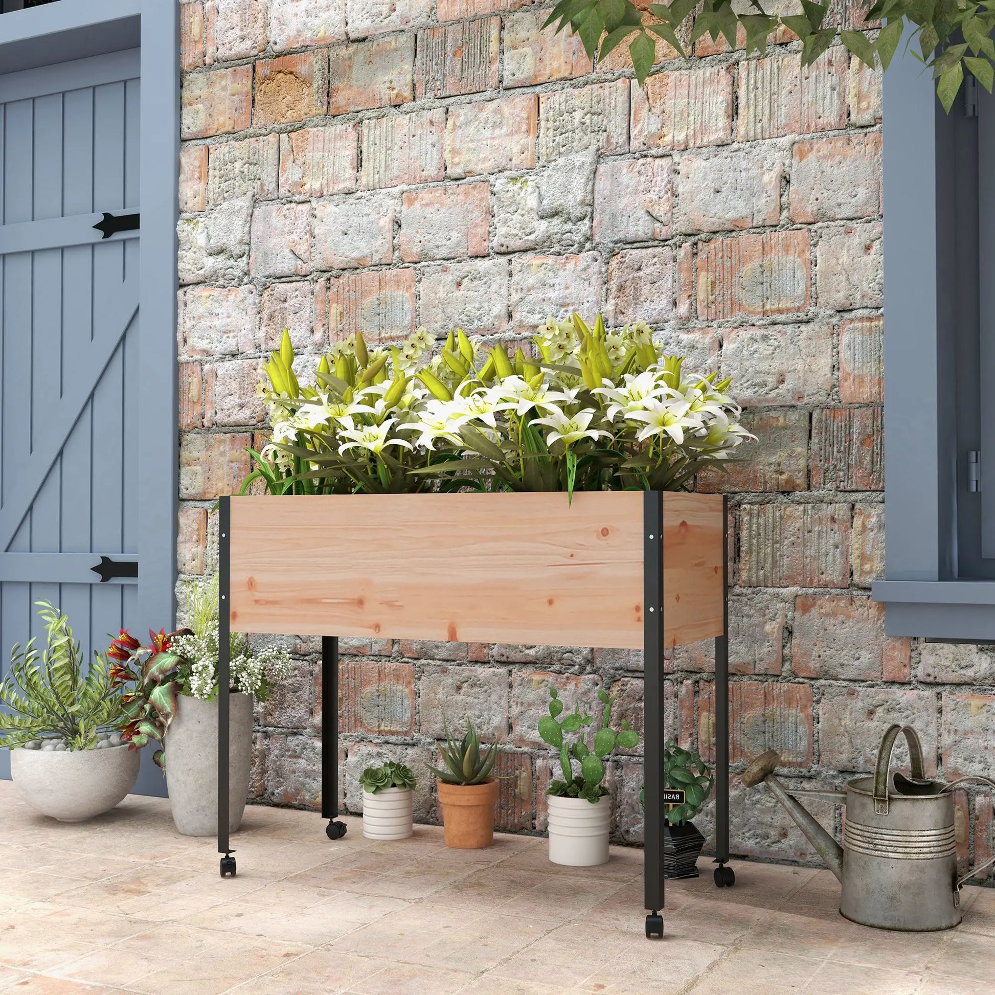 Wooden Elevated Planter Box, Raised Garden Bed, Wheels, Metal Legs Raised Garden Beds at Gallery Canada