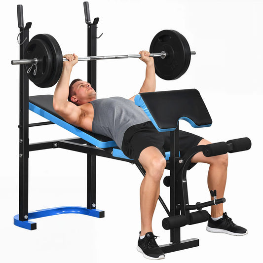 Adjustable Weight Bench, Barbell Rack, Leg Developer, Black Weight Benches Black, Blue at Gallery Canada