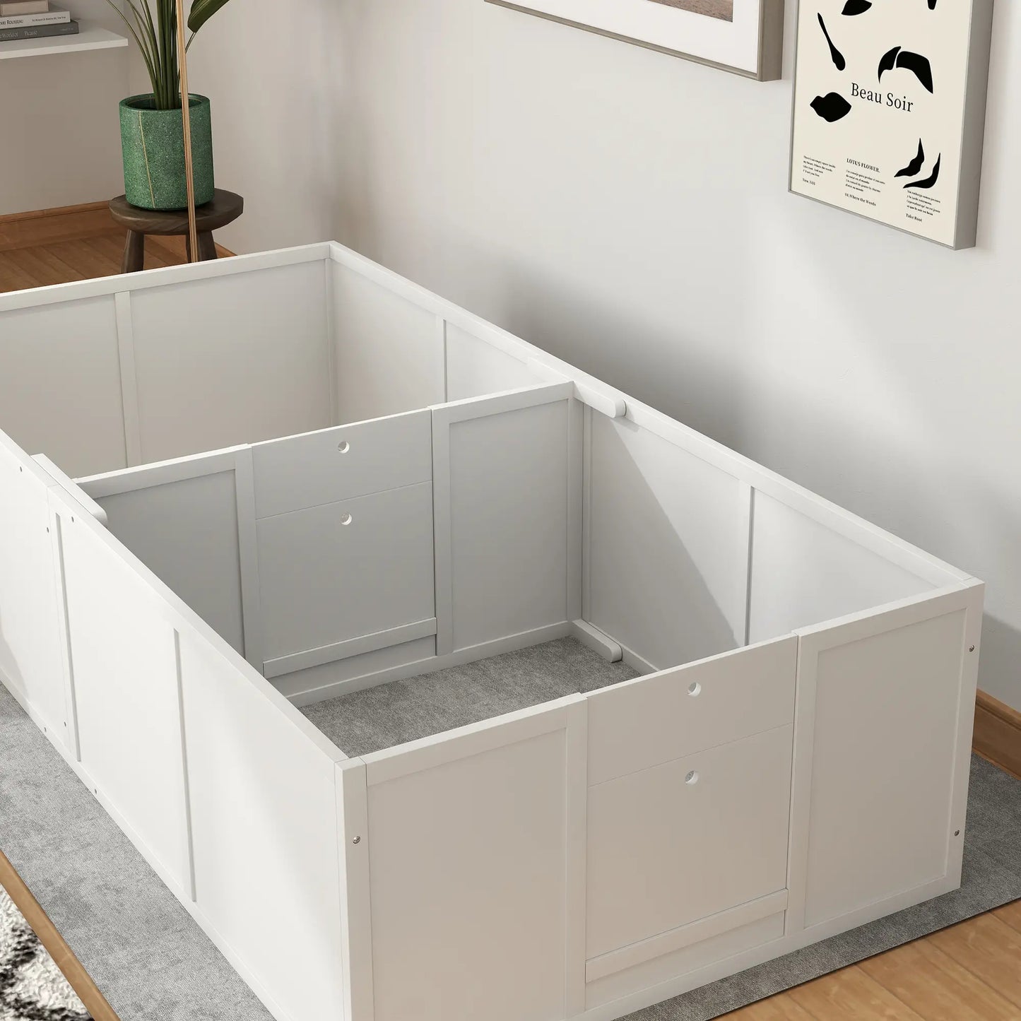 Adjustable Whelping Box for Dogs, 77" x 38", White Houses, Kennels & Pens at Gallery Canada