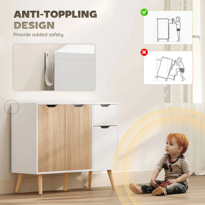 35" Sideboard Storage Cabinet, White and Nature Wood, White, Nature Wood Bar Cabinets at Gallery Canada