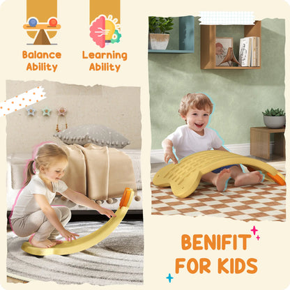 24,4" Planche d'équilibre pour enfants, planche oscillante, âges 3-6, jaune