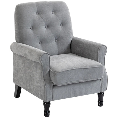 Mid-Century Modern Armchair, Thick Padded Seat, Spring Cushion, Solid Wood Legs, Grey Single Sofas Grey, Black at Gallery Canada