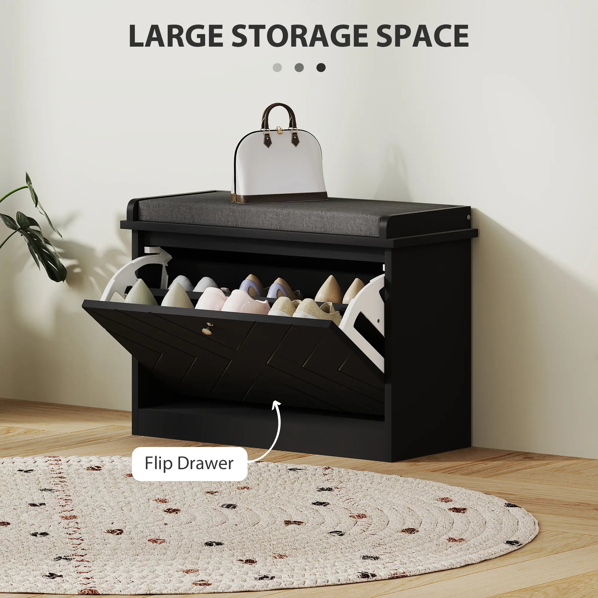 Shoe Storage Bench with Seat, Flip Drawer, Adjustable Shelf, 6 Pairs Shoe Storage Cabinets & Racks at Gallery Canada