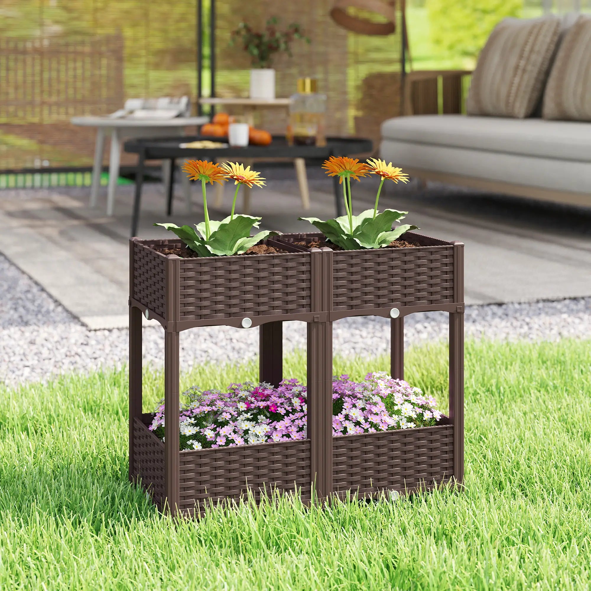 Plastic Raised Garden Bed With Legs, Self Watering Planter Boxes Elevated Garden Beds at Gallery Canada