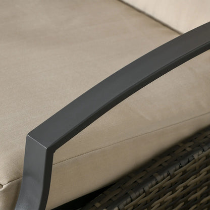 Outdoor Rattan Recliner Chair, Adjustable Back, Retractable Footrest, Khaki Chaise Loungers at Gallery Canada