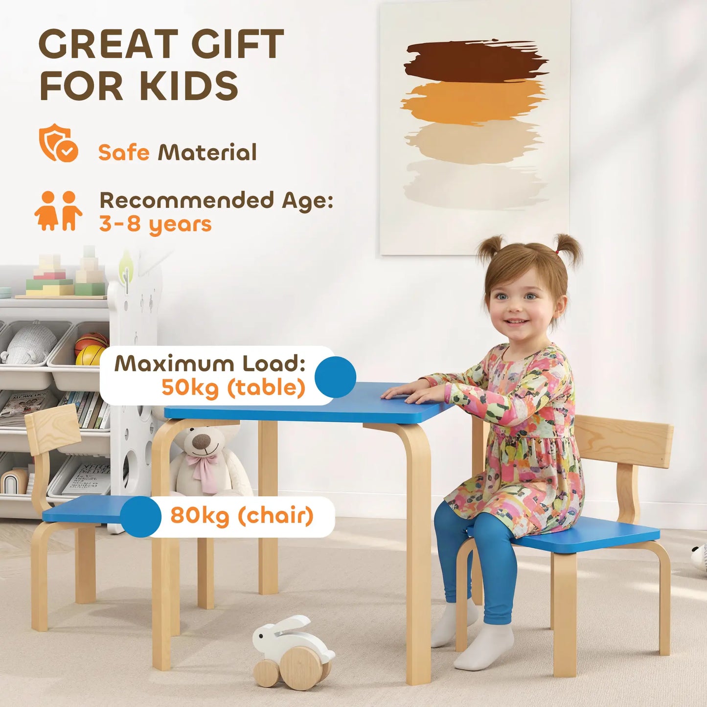 Kids Table And 2 Chair Set, Multi-Activity Furniture, Blue Kids Table Sets at Gallery Canada
