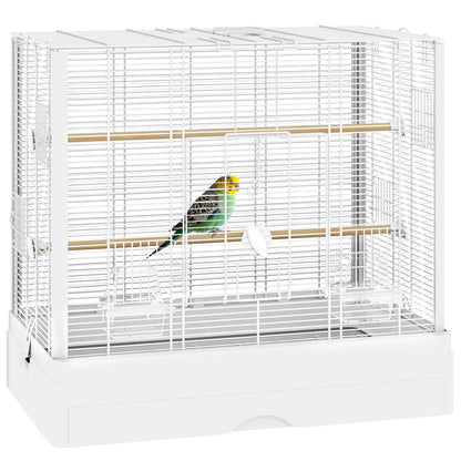 22" Bird Cage for Budgies, Finches, Canaries, Wooden Stand, White Bird Cages at Gallery Canada