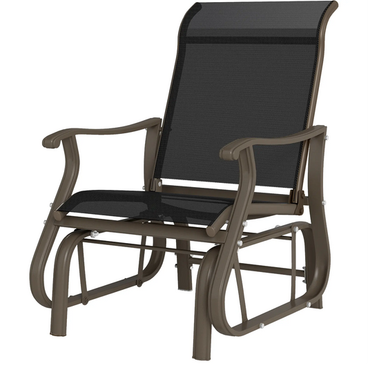 Outdoor Glider Chair, Steel Frame Mesh Fabric, Black Outdoor Gliders Brown, Black at Gallery Canada