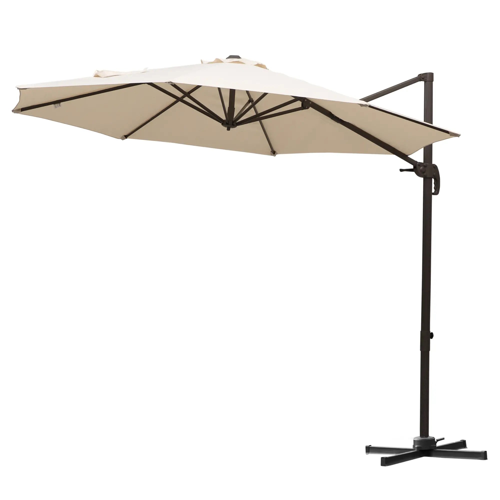 10ft Cantilever Patio Umbrella, 360° Rotation, Crank, Cream Cantilever Umbrellas at Gallery Canada
