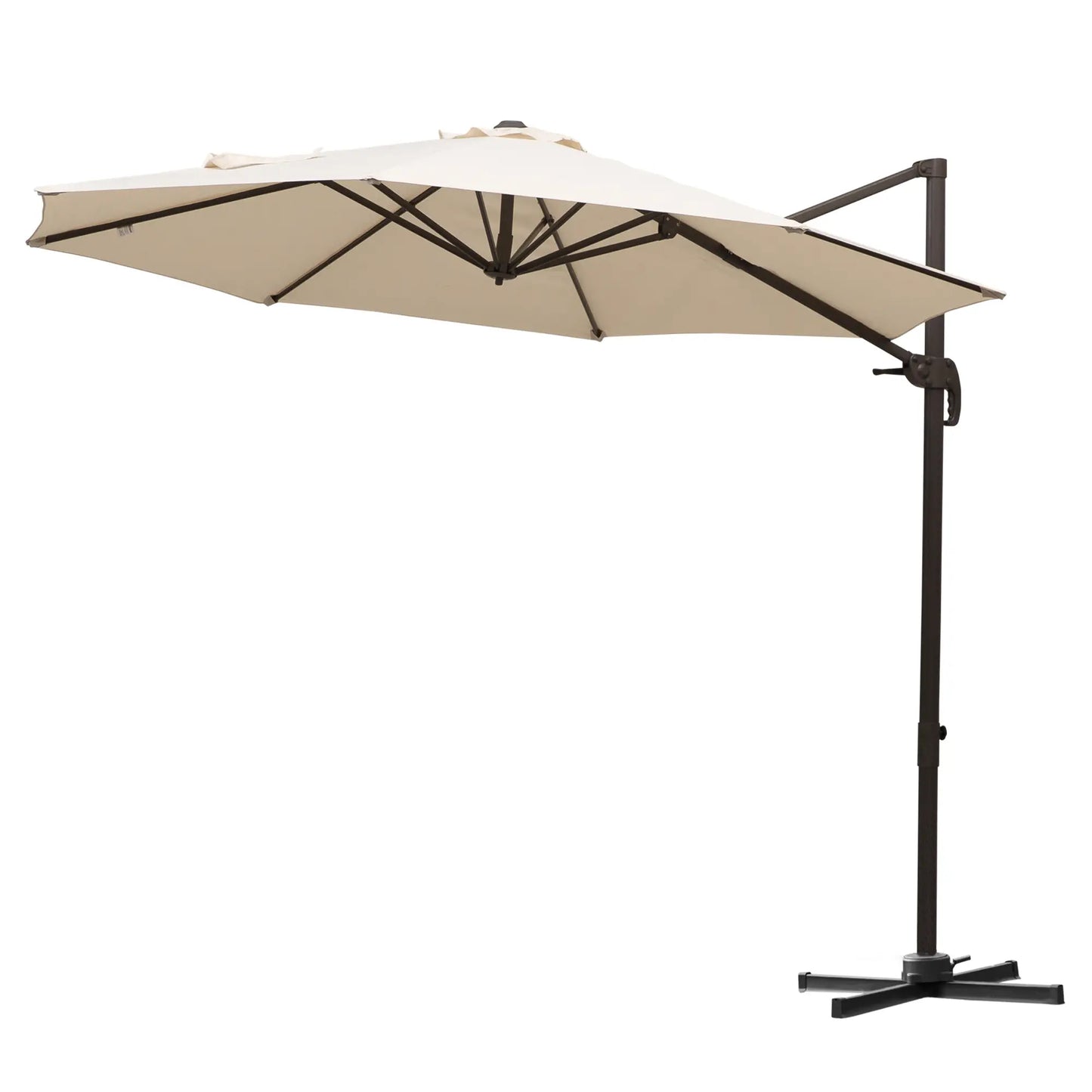 10ft Cantilever Patio Umbrella, 360° Rotation, Crank, Cream Cantilever Umbrellas at Gallery Canada