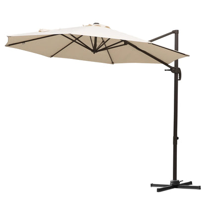 10ft Cantilever Patio Umbrella, 360° Rotation, Crank, Cream Cantilever Umbrellas at Gallery Canada