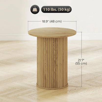 Round Side Table, Fluted Accent End Table, Narrow Nightstand, Oak Side Tables at Gallery Canada