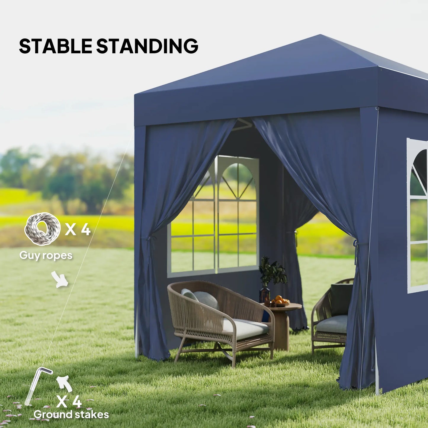 6.6'x6.6' Pop Up Canopy Tent, With Sidewalls And Carry Bag, Blue Pop Up Canopies at Gallery Canada