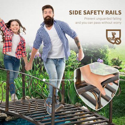 6FT Steel Garden Bridge, Decorative Arc Landscaping Bridge, Brown Garden Bridges at Gallery Canada