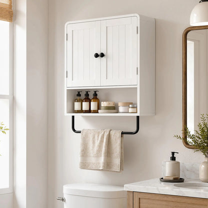 Wall Mounted Bathroom Cabinet, 2 Doors, White