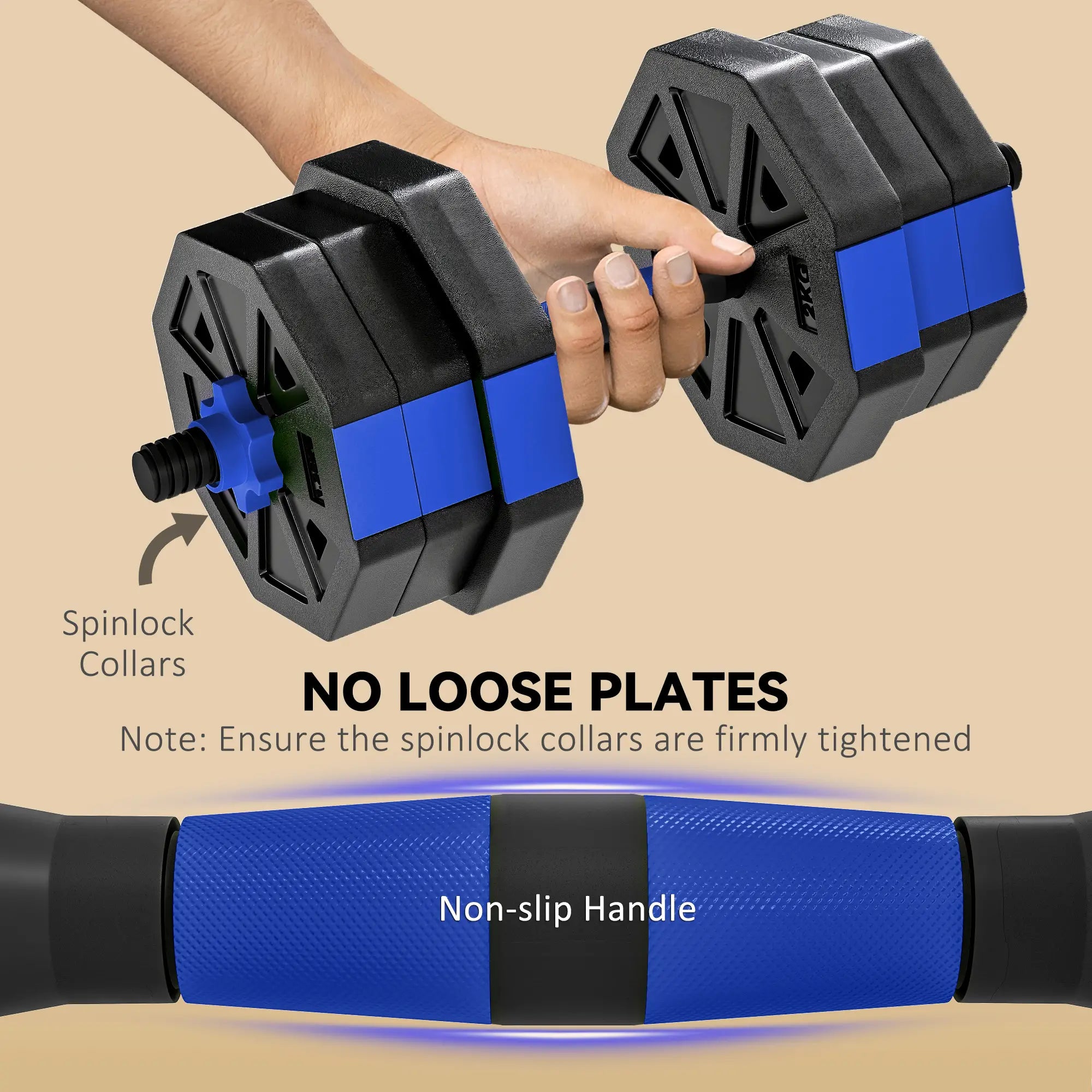 4-in-1 Adjustable Dumbbell Set, Kettlebell, Barbell, Dumbbell, 44lbs, Blue Dumbbells & Barbells at Gallery Canada