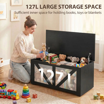 39.4 In Storage Chest With 2 Safety Hinges, White Wood Grain, White Storage Ottomans & Benches at Gallery Canada
