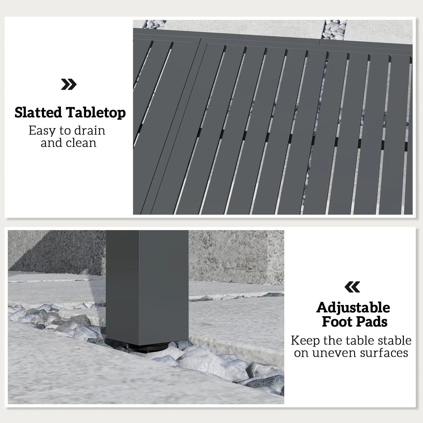 Expandable Outdoor Dining Table, 59"-89" Aluminum, Dark Grey Patio Dining Tables at Gallery Canada