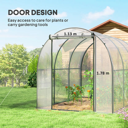 Polytunnel Greenhouse, Roll-Up Door, Mesh Window, 3 x 2 x 2 m, Clear