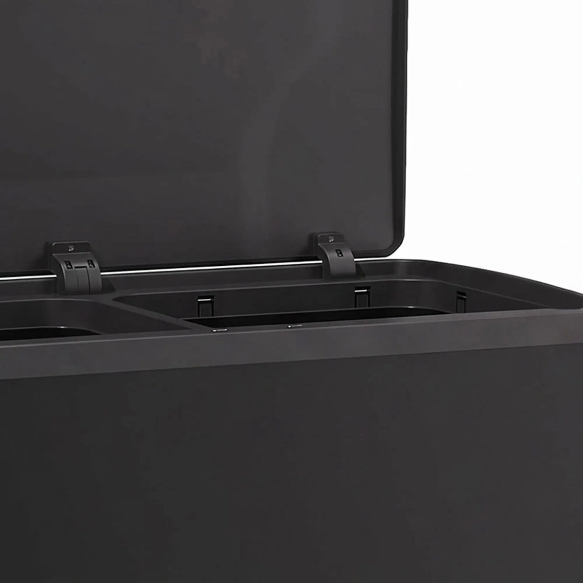 60L Touchless Trash Can, Dual Compartment, Stainless Steel, Black