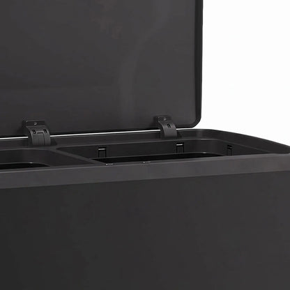 60L Touchless Trash Can, Dual Compartment, Stainless Steel, Black