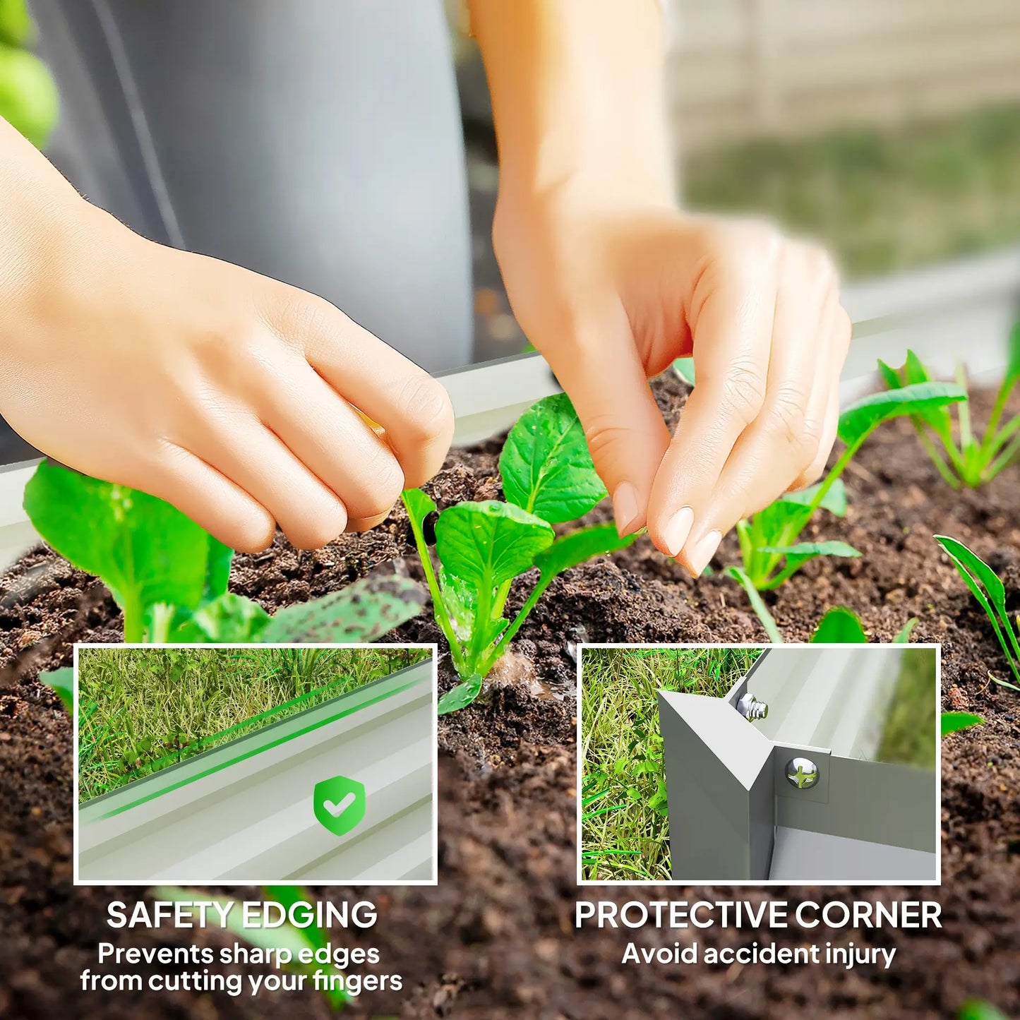 Set of 2 Galvanized Raised Garden Beds, Outdoor Planter Box, Light Grey Raised Garden Beds at Gallery Canada