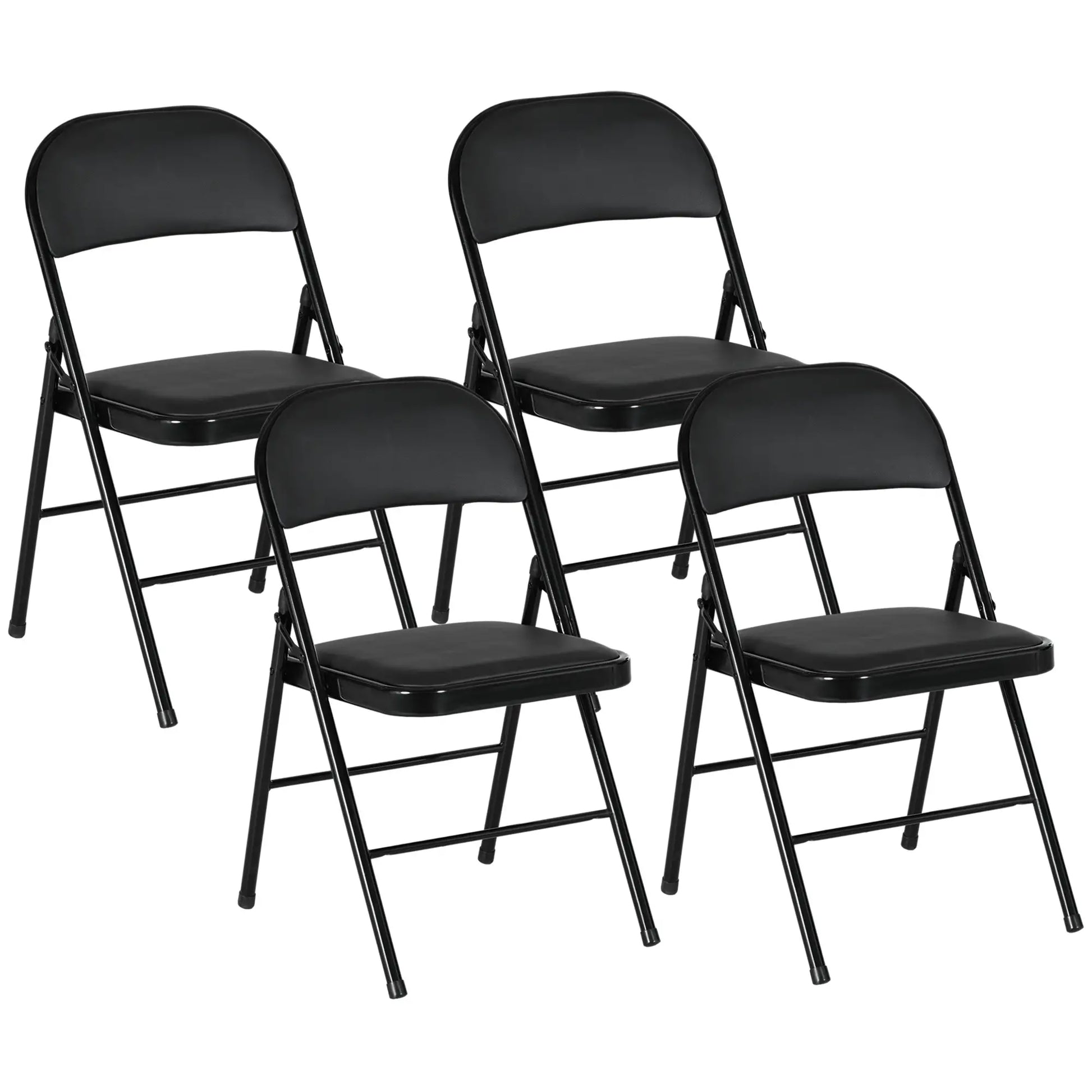 Set of 4 Metal Foldable Chairs, PU Leather Padded, Black Bar Stools at Gallery Canada