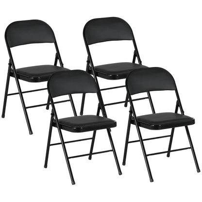 Set of 4 Metal Foldable Chairs, PU Leather Padded, Black Bar Stools at Gallery Canada