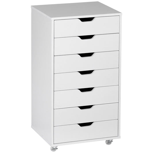 7-drawer Vertical File Cabinet for Home Office, Storage Cabinet with Wheels, 18.7"x15.6"x35.4", White - Gallery Canada