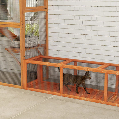 79" L-Shape Cat Tunnel, Extendable Enclosure, Indoor Outdoor, Orange Outdoor Cat Enclosures at Gallery Canada