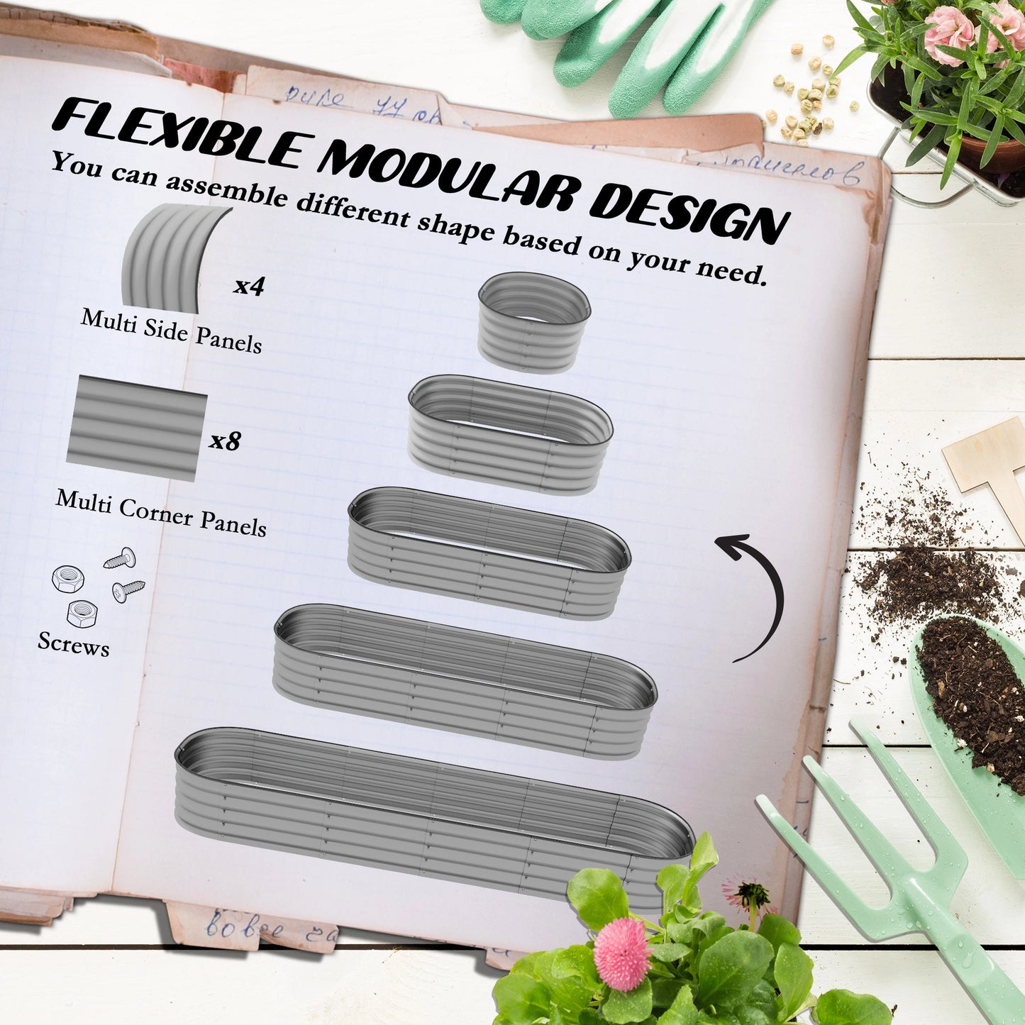 7.9 x 2 x 1ft Galvanized Raised Garden Bed, Metal Planter Box, Silver Galvanized Planter Boxes at Gallery Canada