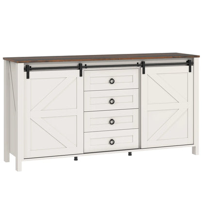 60" Buffet Cabinet, Farmhouse Sideboard, Cream White Bar Cabinets at Gallery Canada