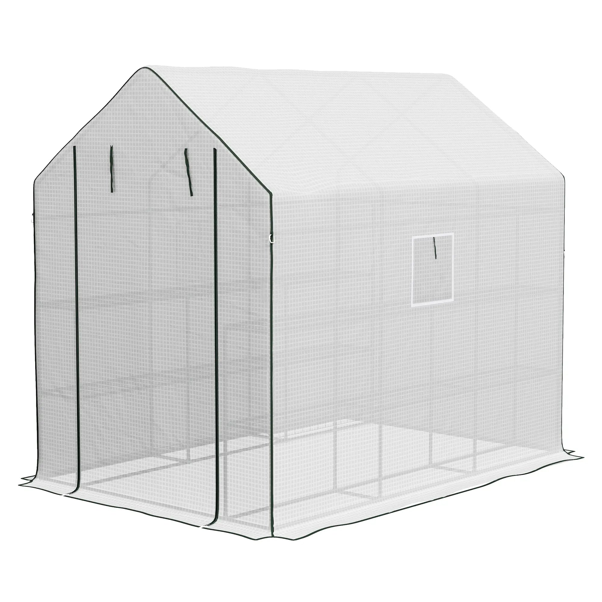 Walk-In Greenhouse, 3 Tier, Roll-Up Door, Mesh Windows, 140 x 213 x 190 cm, White Walk In Greenhouses White at Gallery Canada