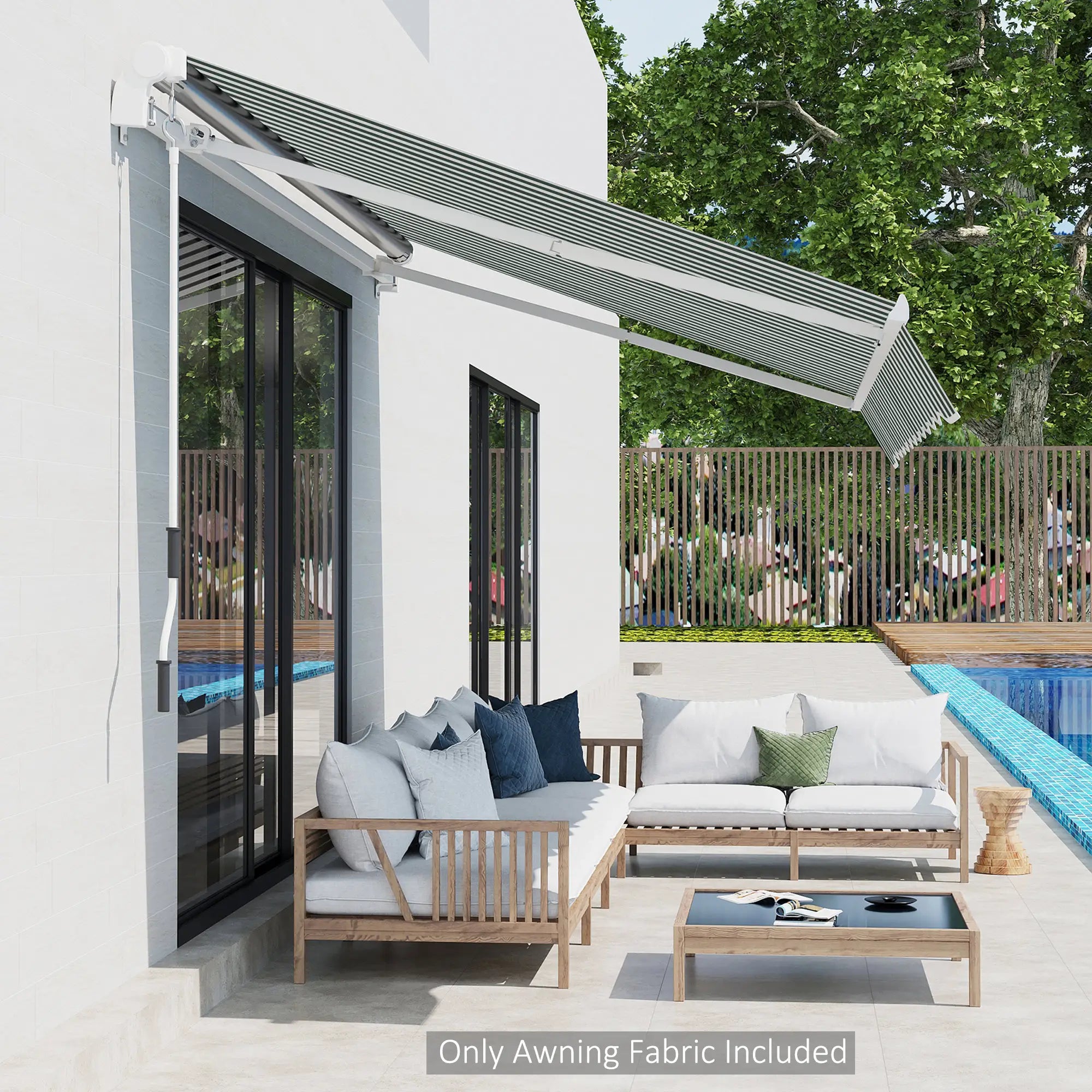 11' x 10' Retractable Awning Fabric, UV Protection, White, Green Awning Fabric Replacement at Gallery Canada