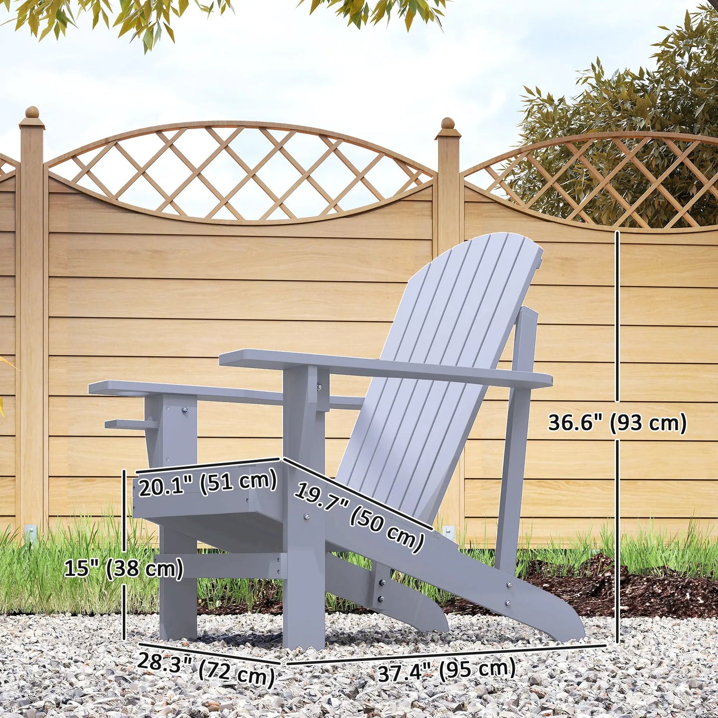 Classic Adirondack Chair, Garden Deck Chair with Cup Holder, Grey Patio Chairs at Gallery Canada