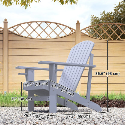 Classic Adirondack Chair, Garden Deck Chair with Cup Holder, Grey Patio Chairs at Gallery Canada