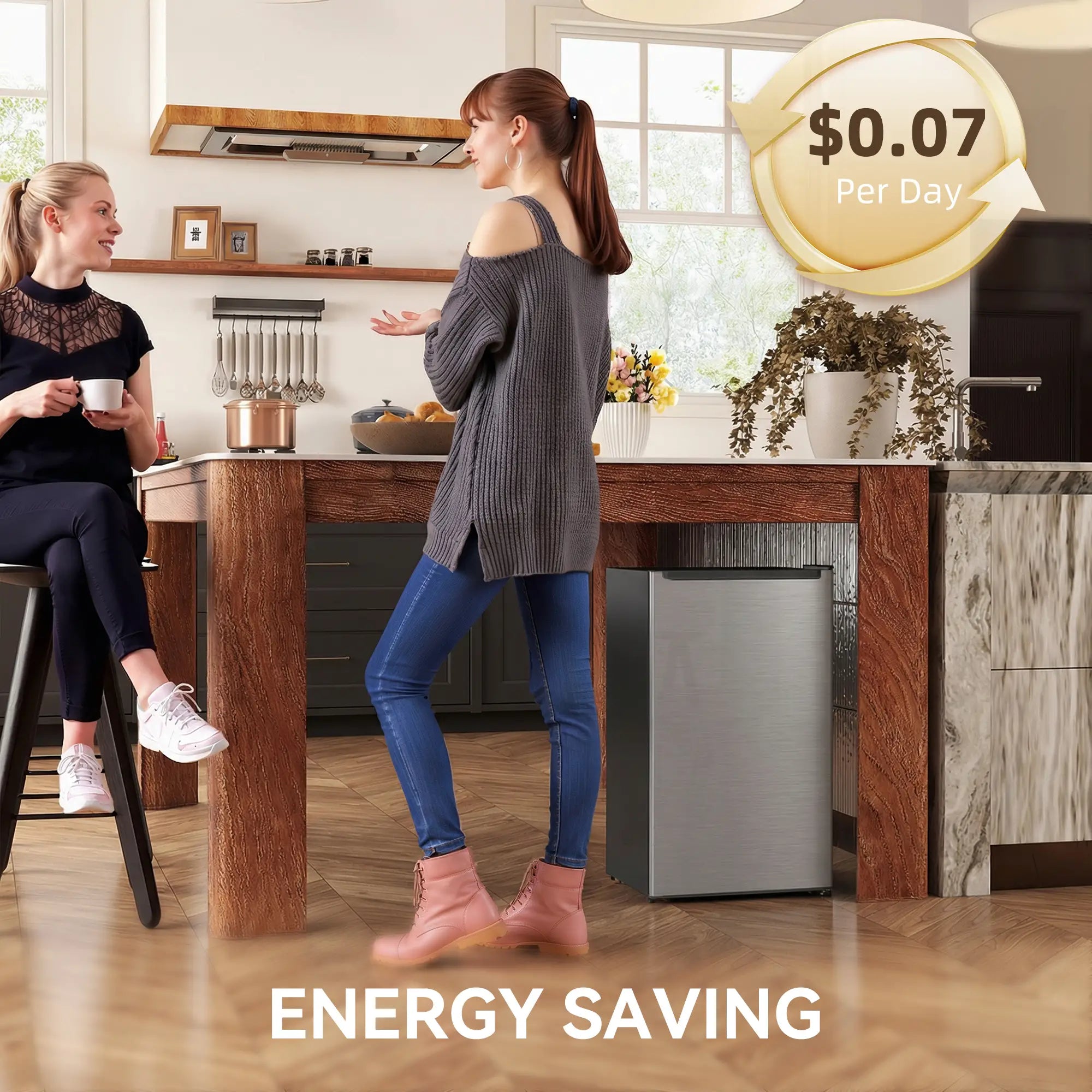 2.1 Cu. Ft. Mini Freezer, Compact Upright, Reversible Door, Removable Shelf, Adjustable Temperature, Silver Small Kitchen Appliances at Gallery Canada