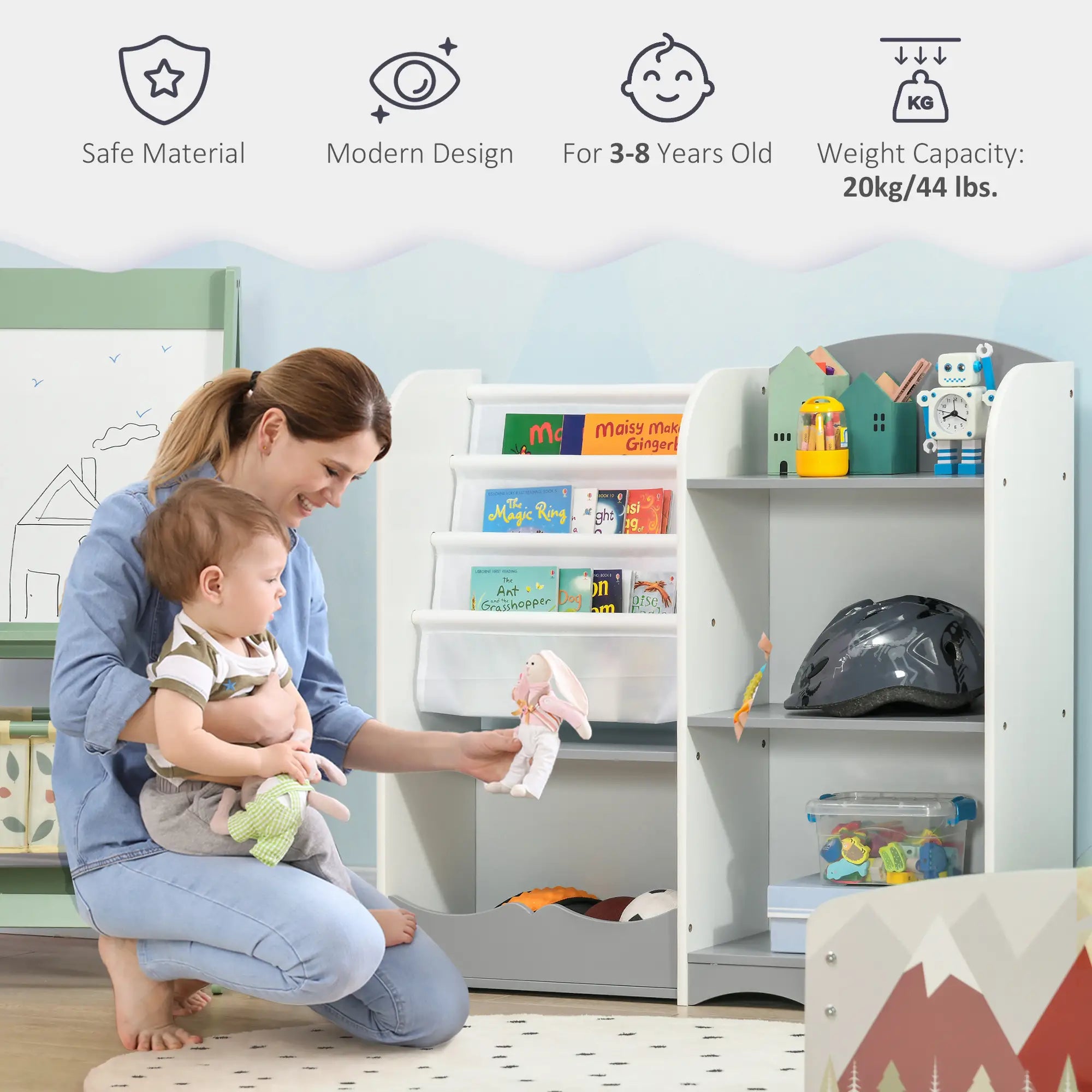 Kids Toy Storage Shelf, Children Bookshelf, Grey Baby & Kids Storage at Gallery Canada
