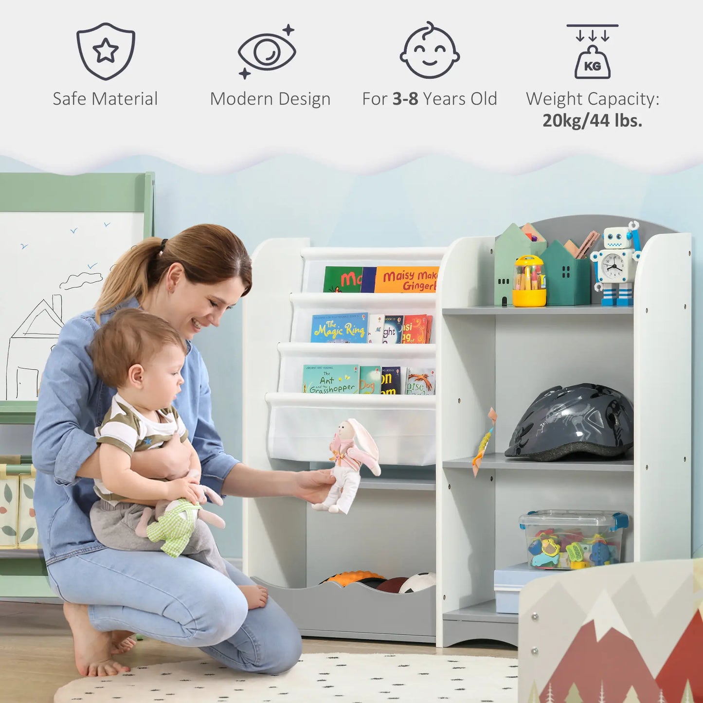 Kids Toy Storage Shelf, Children Bookshelf, Grey Baby & Kids Storage at Gallery Canada