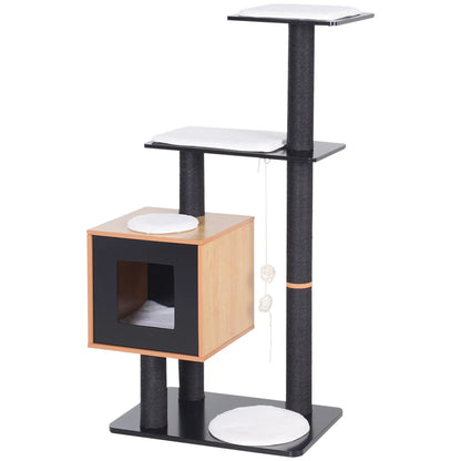 47.2" Cat Tree, Kitten Scratcher, Activity Center, Black Cat Posts at Gallery Canada