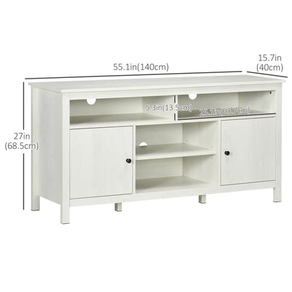 TV Stand for 55" TVs, Storage Cupboard, Shelves, 55.1" x 15.7" x 27", White TV Stands at Gallery Canada