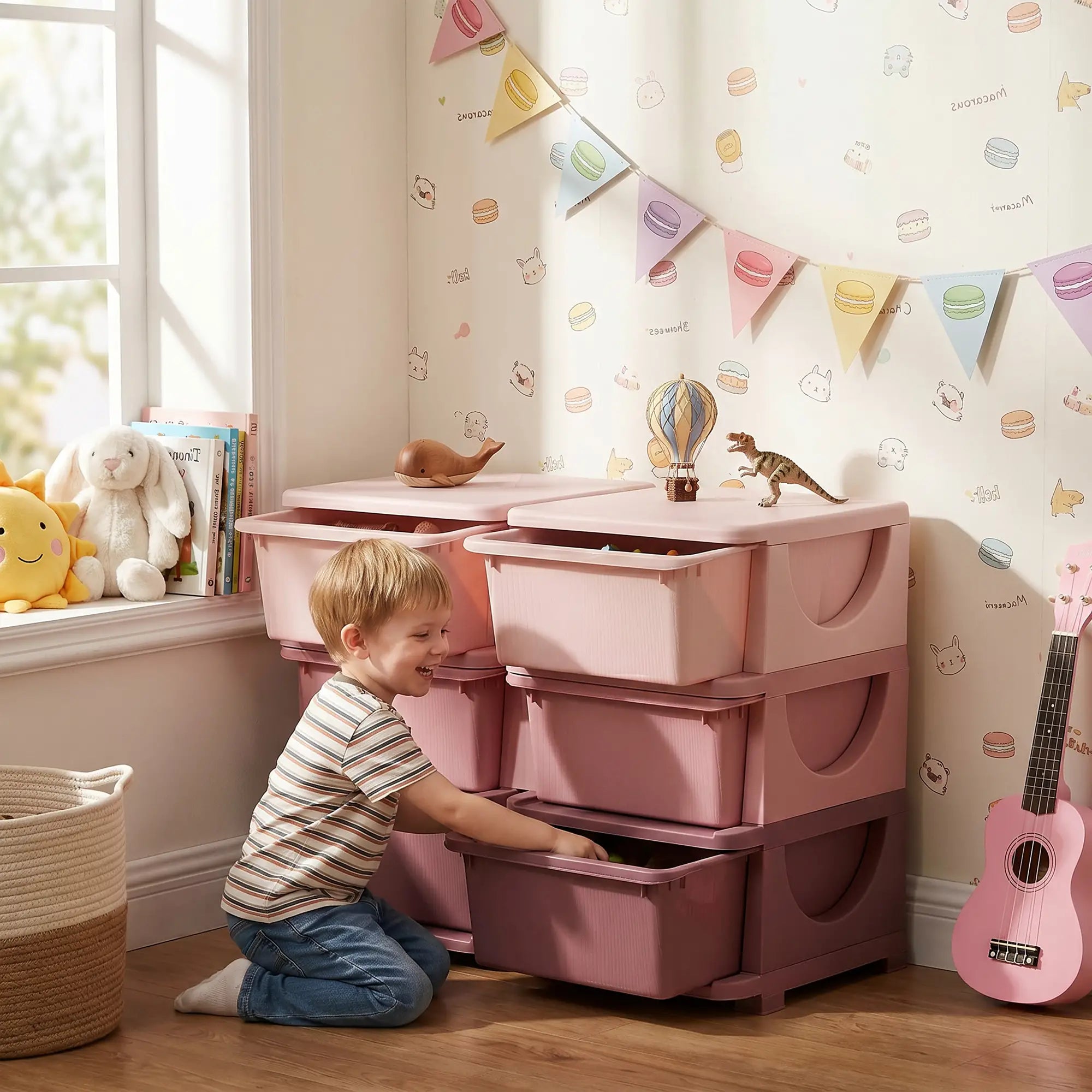 3 Tier Toy Organizer, 6 Plastic Drawers, Pink Baby & Kids Storage at Gallery Canada