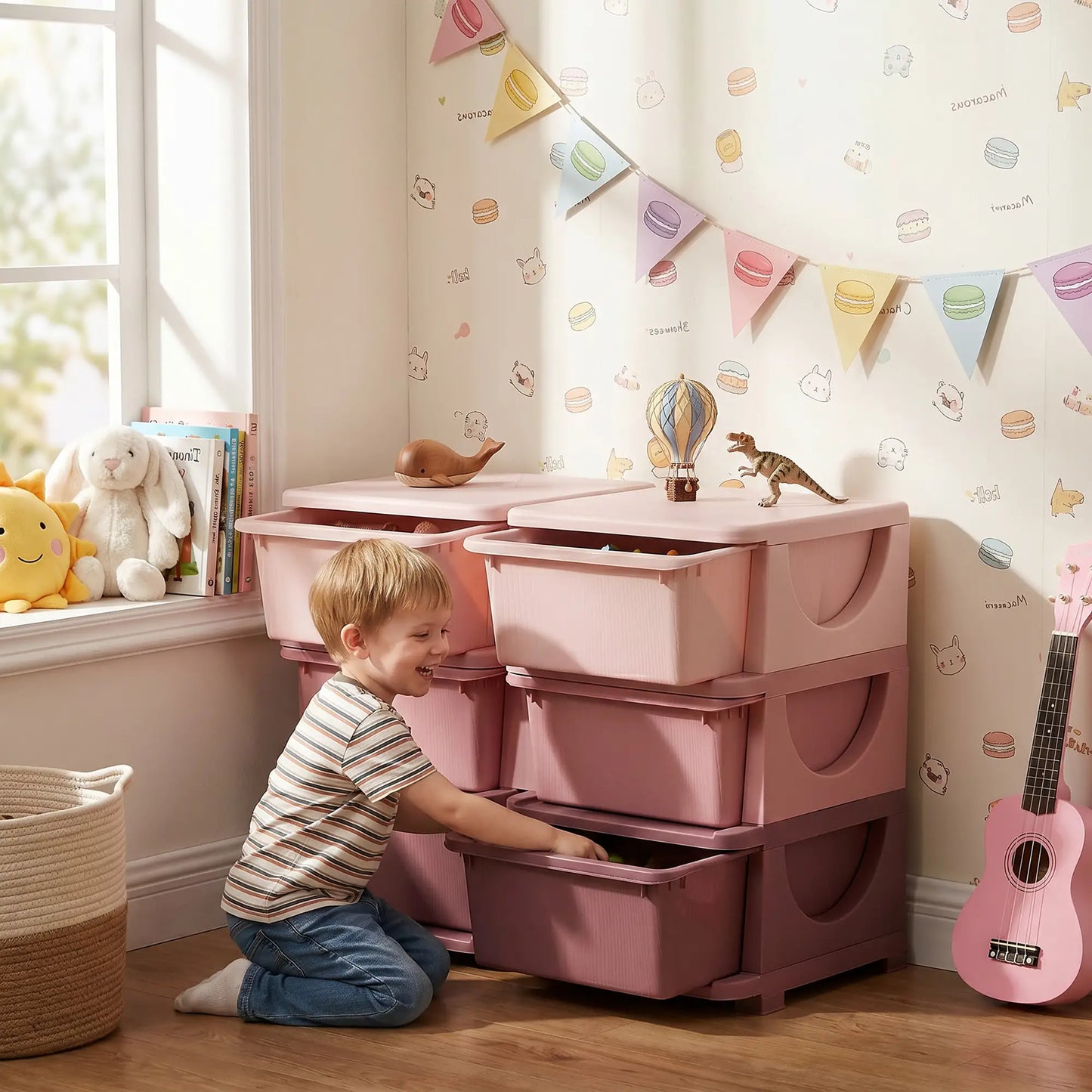 3 Tier Toy Organizer, 6 Plastic Drawers, Pink Baby & Kids Storage at Gallery Canada