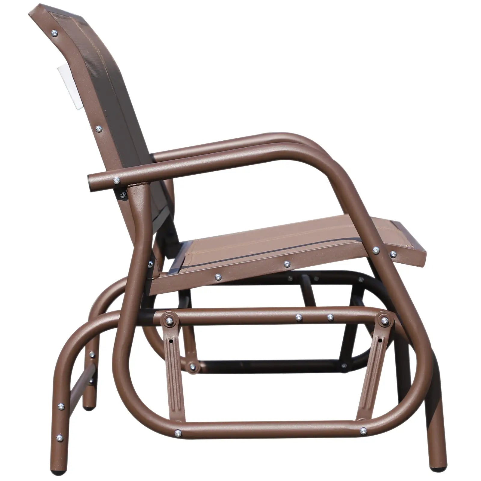 Steel Sling Fabric Gliding Bench, Outdoor Garden Swing Chair, Coffee Brown, Brown Outdoor Gliders at Gallery Canada