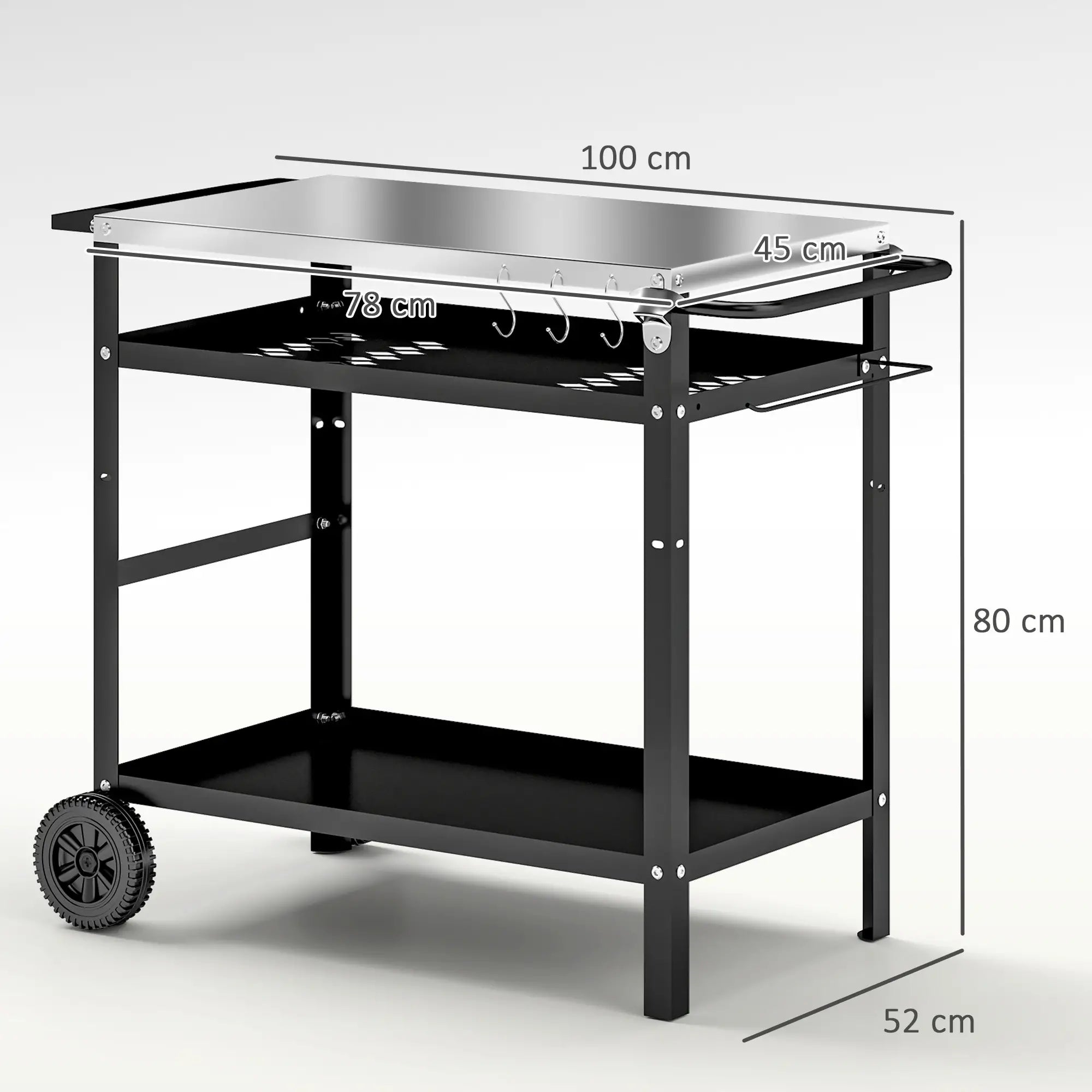 BBQ Stand With Stainless Steel Top, Adjustable Shelf, Hooks, Seasoning Tray Outdoor Grill Carts at Gallery Canada