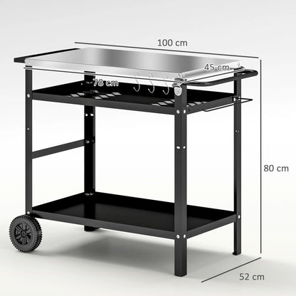 BBQ Stand With Stainless Steel Top, Adjustable Shelf, Hooks, Seasoning Tray Outdoor Grill Carts at Gallery Canada