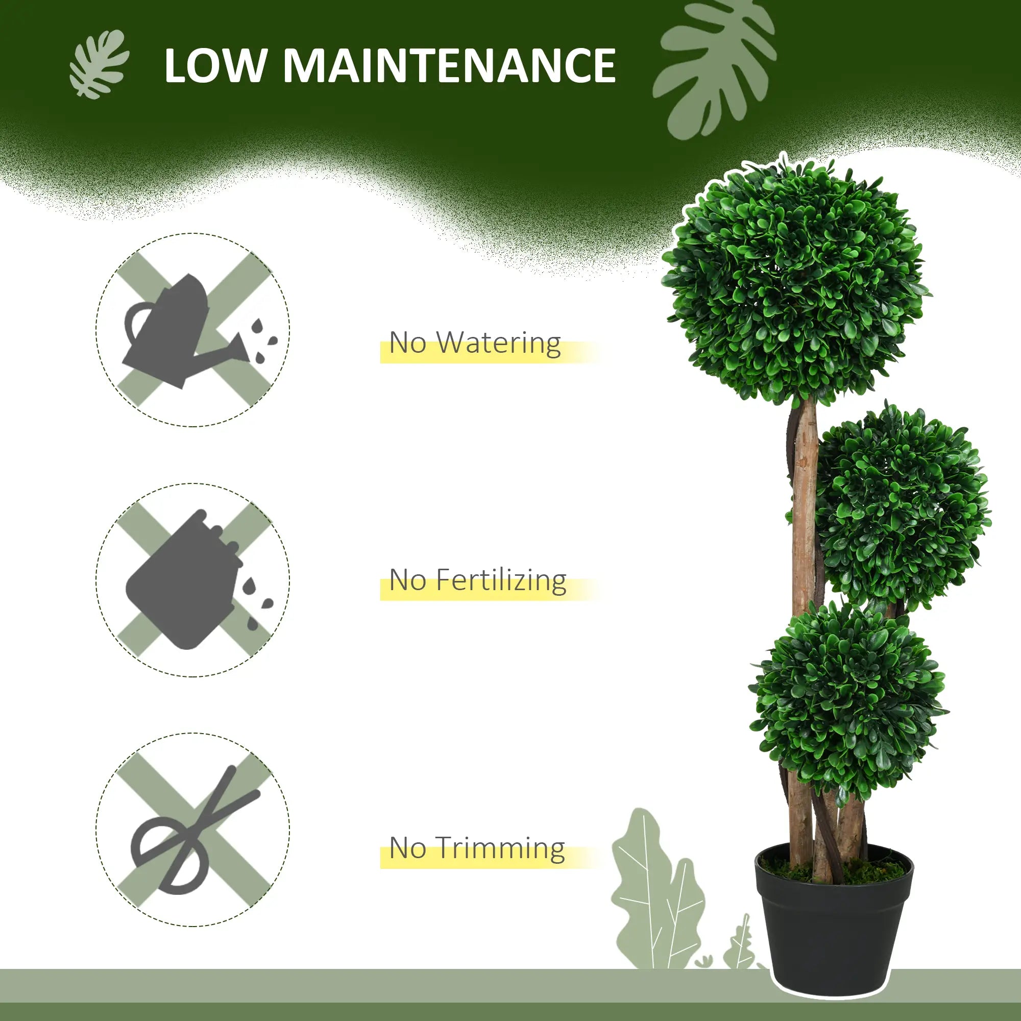 3ft Artificial Tree, Triple Ball Boxwood Topiary, Indoor Outdoor Artificial Trees at Gallery Canada
