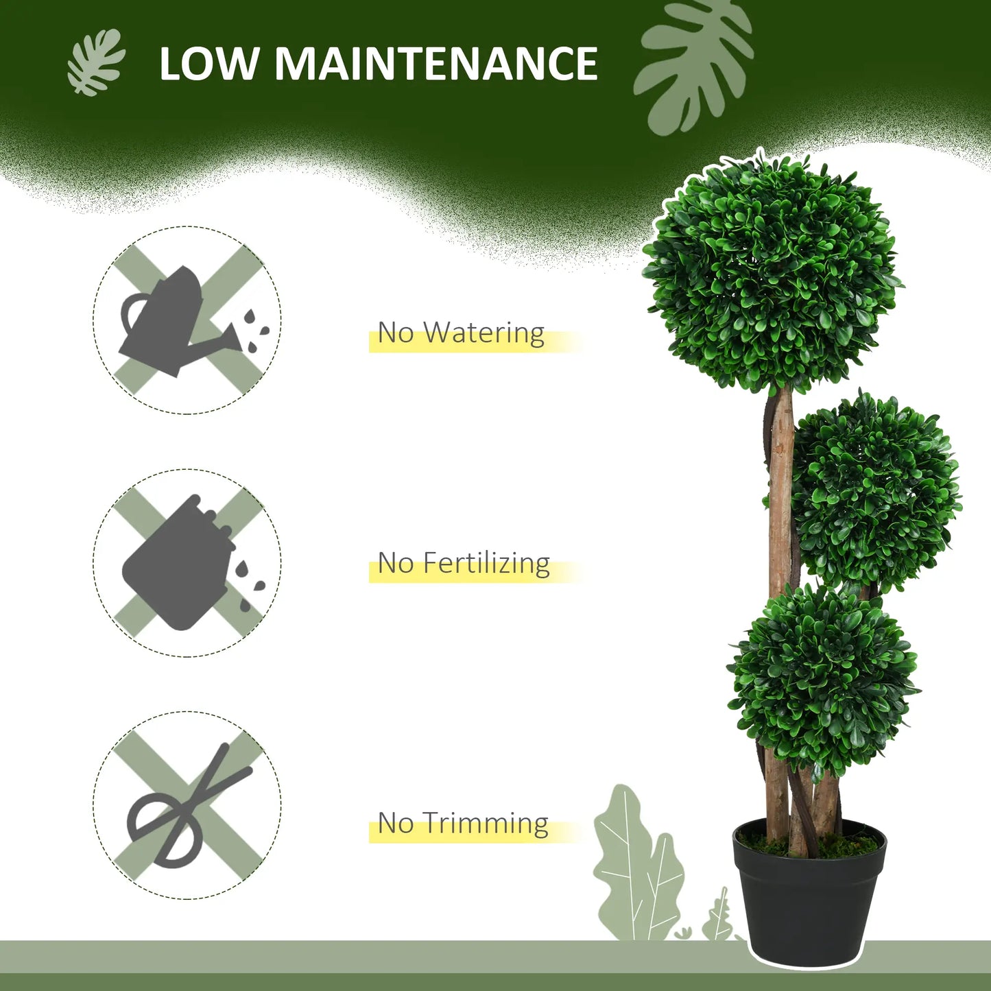 3ft Artificial Tree, Triple Ball Boxwood Topiary, Indoor Outdoor Artificial Trees at Gallery Canada