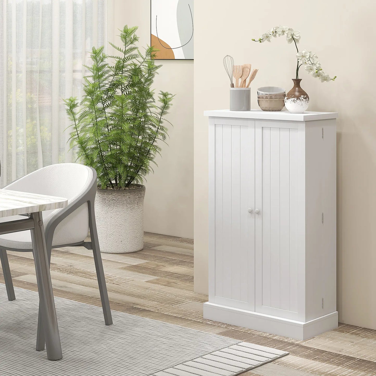 Freestanding Kitchen Pantry Cabinet, 5-Tier Shelf, 12 Spice Racks, Adjustable Shelves, White Kitchen Pantry Cabinets at Gallery Canada